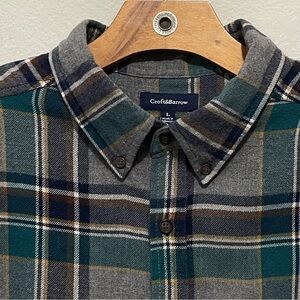 Croft and Barrow Men’s Large Flannel Size Large in Grey Plaid w/ Pocket 100% Cot